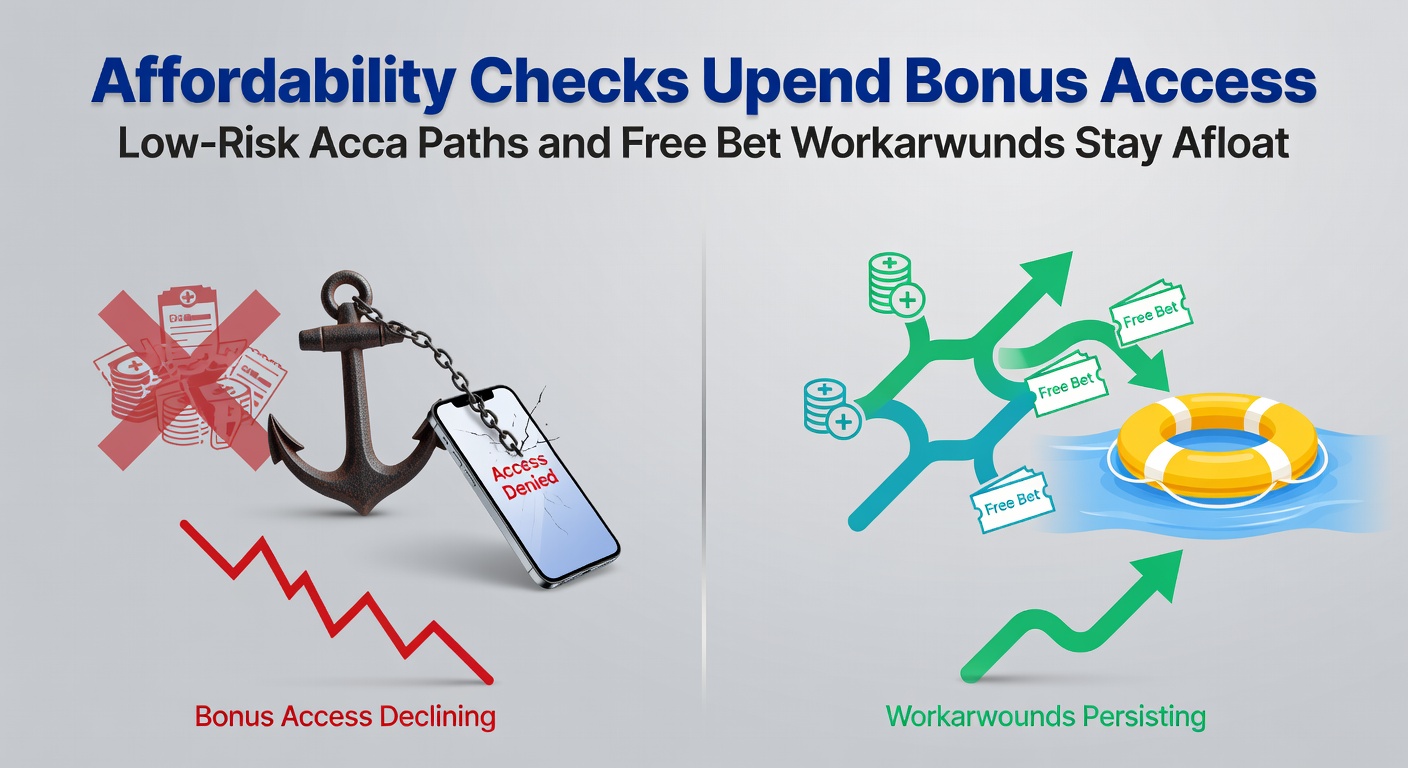 Graph showing rising implementation of affordability checks across global betting markets, with bonus access rates dropping sharply since early 2025