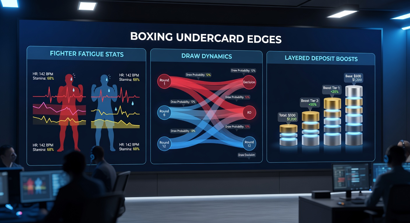 Chart displaying fighter fatigue curves across undercard rounds, with punch output declining sharply after round 6