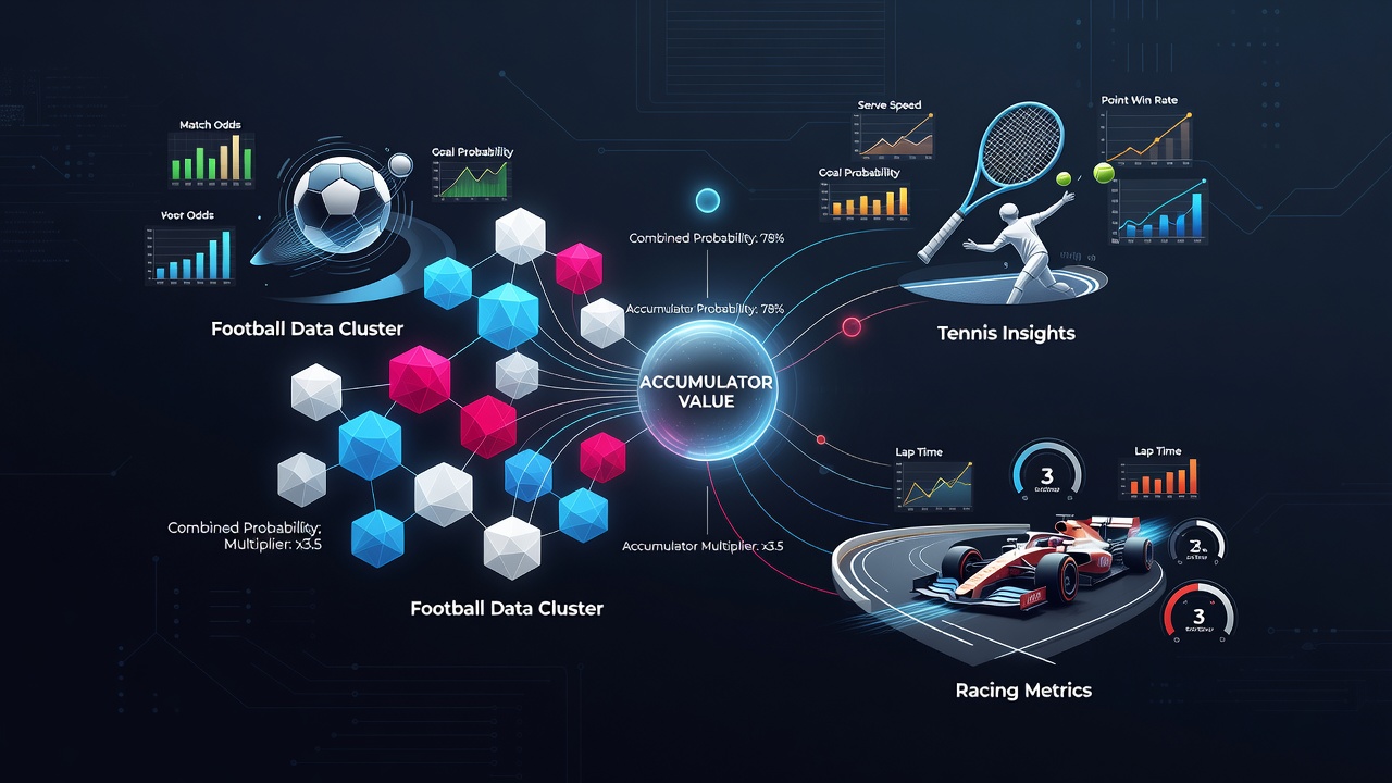 Infographic illustrating accumulator value pathways linking sports metrics to casino cashback and loyalty rewards
