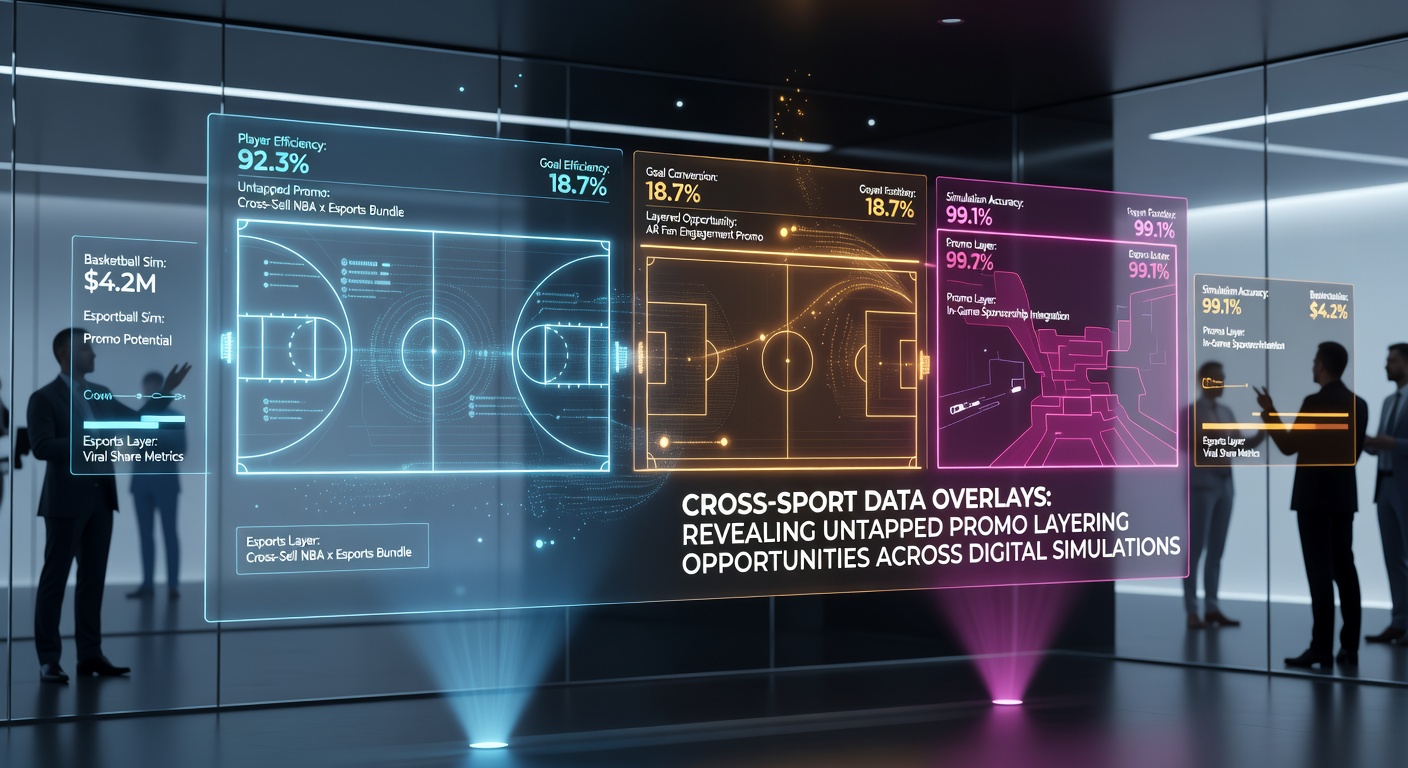 Diagram illustrating data flow between virtual sports simulations and live event selections for promotional layering