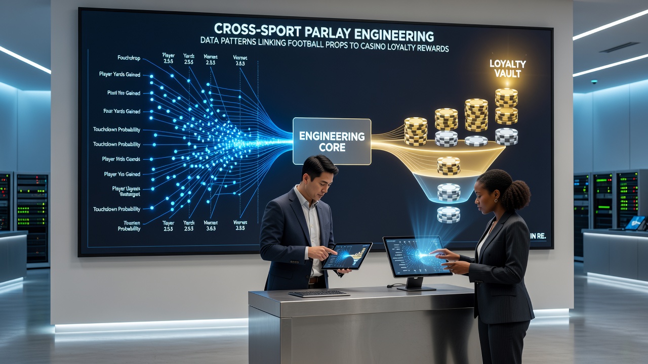 Illustration of parlay structures linking sports props to casino rewards
