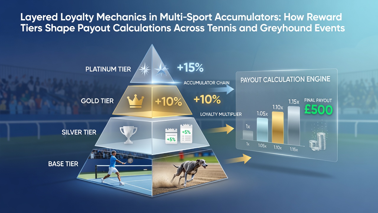 Diagram illustrating layered loyalty tiers affecting accumulator payouts in tennis and greyhound betting