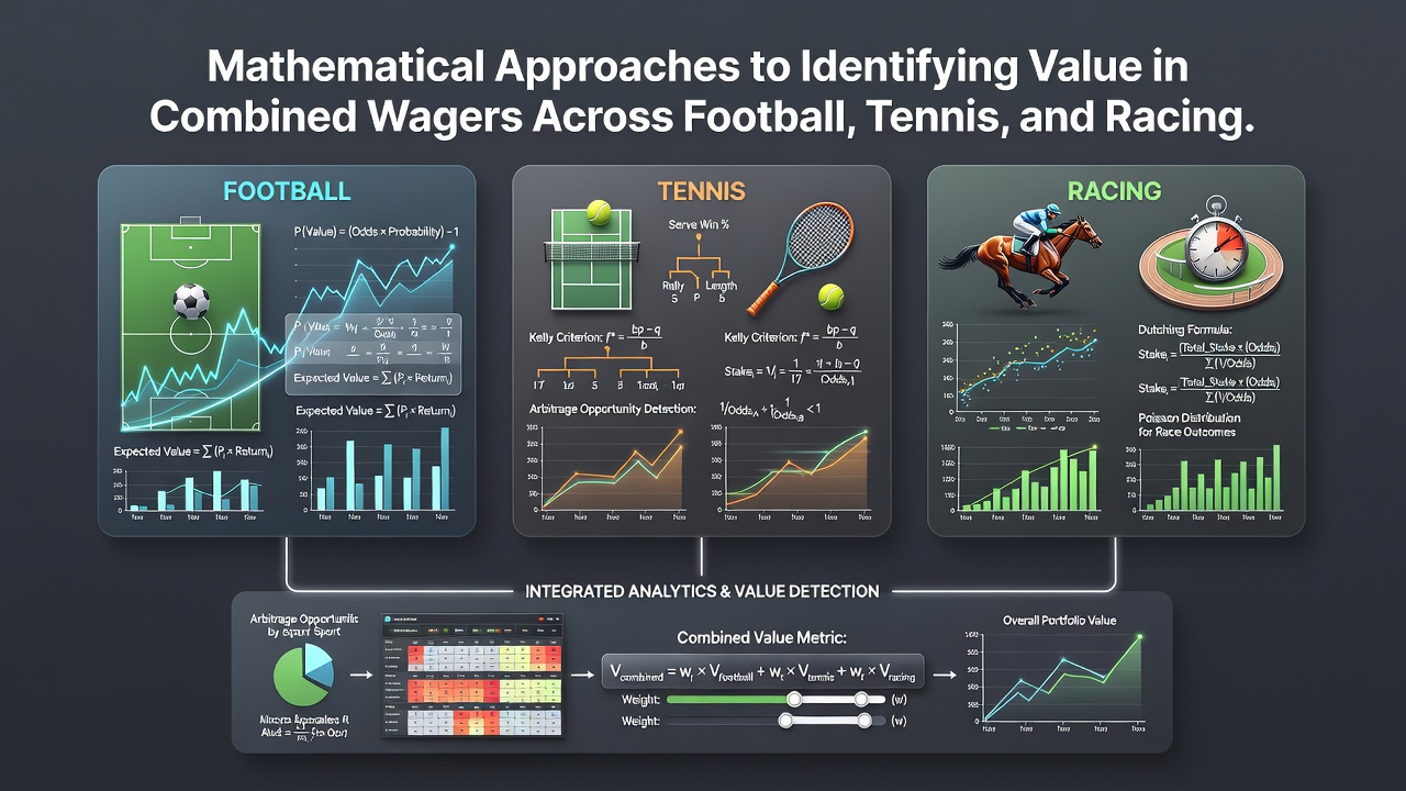 Detailed statistical charts showing expected value calculations for tennis and racing accumulator components