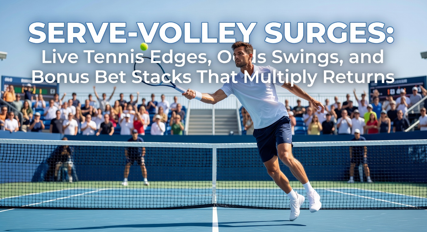Dynamic serve-volley play during a high-stakes ATP match, capturing the net rush that swings live odds