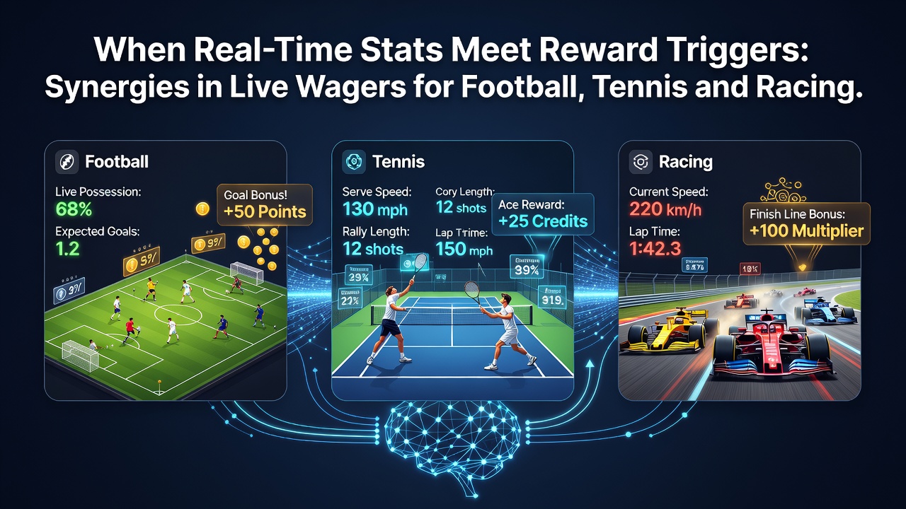 Racing live odds screen with sectional timing data and active reward offers displayed together